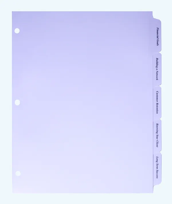 Blank white index tab dividers with clear Mylar reinforced tabs